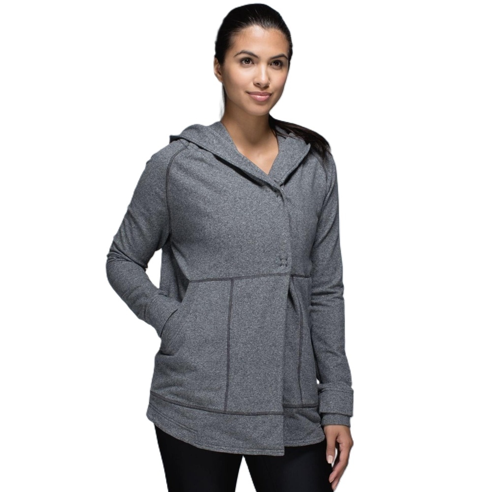 Lululemon Find Your Centre Wrap Gray Grey Hooded Long Sleeve Jacket Coat Size 6